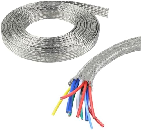 Tinned Copper Braid Cable Wire Shielding Sleeve 1/2 in Wide(0.32 ID)-28ft by BuyUneed
