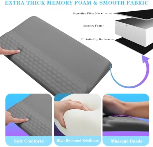 Computer Keyboard Stand with Wrist Rest, Ergonomic Tilted Keyboard Holder - Keyboard Riser with Wrist Pad - Keyboard Tray Support for Office Home - Gray - Image 4
