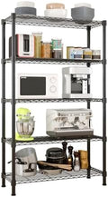 5 Tier Storage Racks Shelving, Heavy Steel Pantry Shelves, Adjustable Wire Shelving Rack, Suitable for Garage, Kitchen, Bathroom, Office, 35" W x 14" D x 71" H, Black by Unknown
