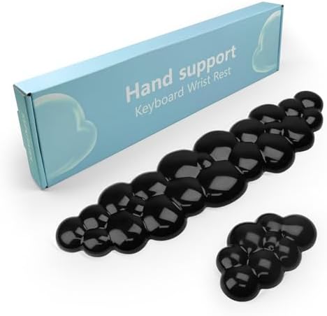 Gel Cloud Keyboard and Mouse Wrist Rest, Cute Wrist Support and Arm Support Keyboard Rest for Keyboard and Mouse Typing Pain Relief，Suitable for Office/Computer/Laptop/Gaming (Transparent Black) by KEPUTAIER