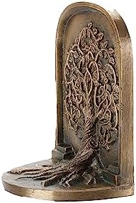 CRAFTSMAN ROAD Tree of Life Bookends, Antique Brass, 2 Decorative Bookends for Shelves or Bookcase, Cast Iron, Non-Skid Heavy Bookends, Home Décor Gift - Image 4