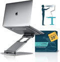 Lifelong Aluminum Adjustable Laptop Stand, Extra Tall 20" Riser, Grey by LIFELONG