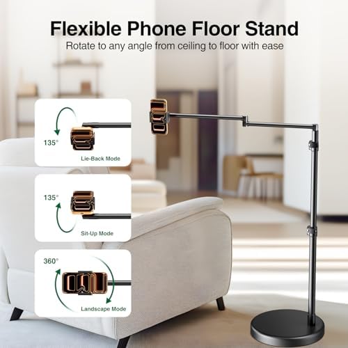 elitehood Floor Phone Holder Stand for Bed and Overhead Video Recording - Image 4