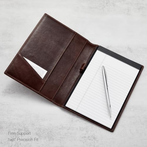 HISCOW Slim Leather Junior Padfolio, 5x8 Notepad Cover, Veg-Tanned Coffee - Image 2
