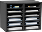VEVOR Literature Organizers, 12 Compartments Office Mailbox with Adjustable Shelves, Wood Literature Sorter 20.4x12x16.1 inches for Office, Home, Classroom, Mailrooms Organization, EPA Certified Grey by VEVOR