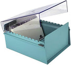 Acrimet 6 x 9 Card File Holder Organizer Box Metal Base Heavy Duty (AZ Index Cards and Divider Included) (Green Color with Crystal Plastic Lid Cover) - Image 4