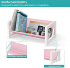 ELITEROO Tabletop Bookshelf, Simple Wood Book Organizer for Desk, Tilted Table Bookcase, Small Desktop Book Rack for Cookbook Display, Kids Reading, Office Storage, Pink - Image 4
