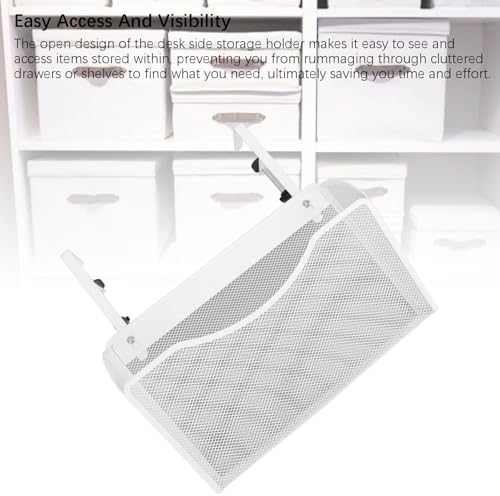 Fockety Desk Side Storage, No Drill Steel Under Desk Storage Laptop Holder, Mesh Hanging Desk Organizer, Clamp On Desk Shelf, Side Desk Organizer, Desk Storage Holder for Office and Home - Image 5