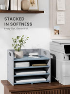 Fluxynara 4-Tier Felt File Organizer with Handles, Harbor Haze - Image 2