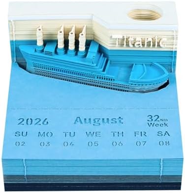 3D Memo Pad, 3D Calendar 2027, Time Piece Calendar, Tear-Off Calendars 2027, 3D Paper Carving Art Memo Pad, Art Carving Sticky Notes for Office Home Gifts Ornaments (Ship) by JCSY