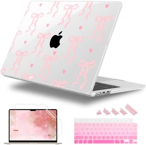 Case for 2026/2025/2024/2023 MacBook Air 15-inch Laptop Release M5 A3448 /M4 A3241 /M3 A3114 /M2 A2941, Stylish Protective Hard Shell Cover for MacBook Air 15.3 inch, Bow by WelcomeViseNewitems