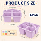 gisgfim 6 Pack Plastic Classroom Caddy with 4-Compartments Plastic Storage Caddies with Handle 4 Compartments Table Caddy Organizer Versatile Table Caddies for Classroom Office, Pastel Color - Image 2