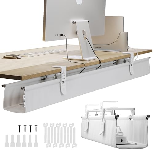 Ascrono Original Under Desk Cable Management Tray, White, 53.9" by Ascrono