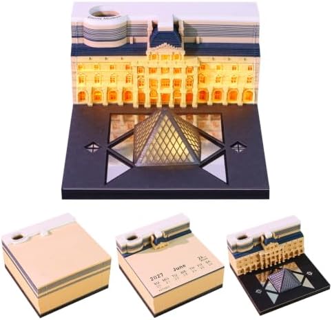 3D Calendar 2027, Tear-Away Desk Calendar, Paper Art Memo Pad, LED Light (palace) by Unknown