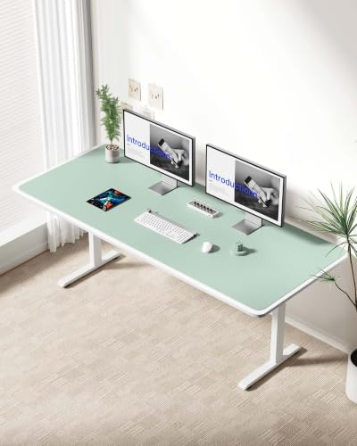 YSAGi Leather Desk Protector, Office Mat, Large Mouse Mat, Non-Slip PU Leather Blotter, Laptop Desk Mat, Waterproof Writing Pad for Office and Home(Pale Green, 63" x 24") - Image 3