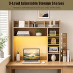 GOFLAME Desk Hutch, 8 Shelves Desktop Bookshelf, 31.5”, Natural - Image 5