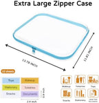 3 Pack Extra Large Clear Hard Shell Zipper Case with Labels, Teal - Image 2