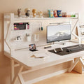 2/3 Tier Desk Shelf with Pegboard & Storage Accessories, Metal Desk Storage Organizer Shelf Space-Saving, DIY Table Countertop Shelves for Dorm, Office(White+White,65 * 95cm/25.6 * 37.4in) by Unknown