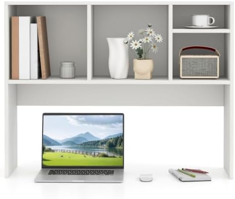 Desktop Hutch Bookshelf for Computer Desk, White by SPORFIT