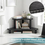 2-Tier Rustic Corner Shelf for Kitchen Counter,Wood Beaded Farmhouse Countertop Organizer with Removable Feet, Stackable Bathroom Vanity & Coffee Bar Decorative Riser Stand(Rustic Black) - Image 4