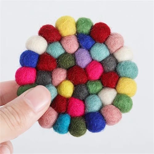 Wool Felt Woven Cup Mats Coasters Set Handmade Table Protector Cute Desk Pads - Image 3