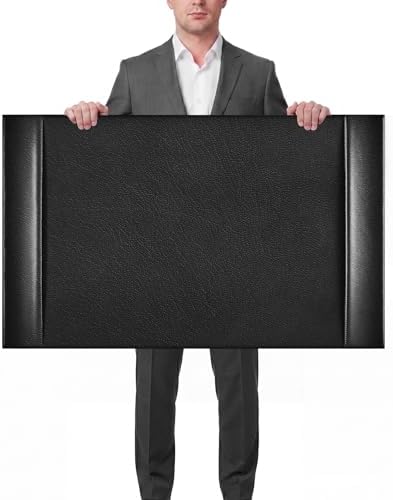 Leather Desk Pad Protector with Side Rails, Executive Office Desk Mat for Home Workspace, Writing Surface, Mouse & Keyboard Pad, Elegant Gift for Men Dad Husband(Black,30 x 18 Inch) by Saysurey