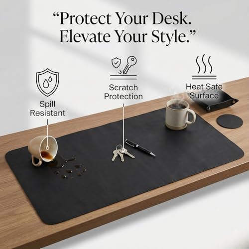 LL LEATHER LOVERS Leather Desk Mat, 24" x 38" Black, Desk Mouse Pads on Top of Desks, Non Slip Top Grain Leather Desk Blotter, Laptop Desk Mat, Desk Writing Pad for Office and Home - Image 3