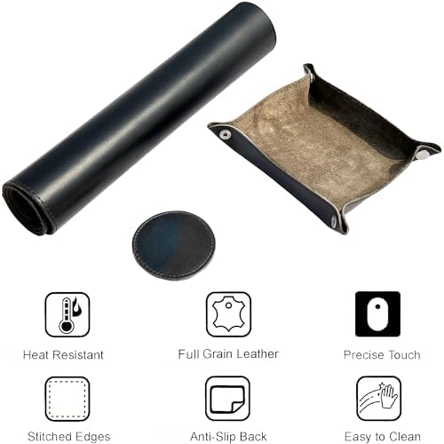 Leather Desk Mat Set (32x16) - Full Grain Large Computer Gaming Mouse Pad - Image 3