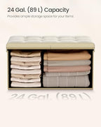 SONGMICS Foldable Storage Ottoman with Flipping Lid, 30 Inch Velvet Bench - Image 6