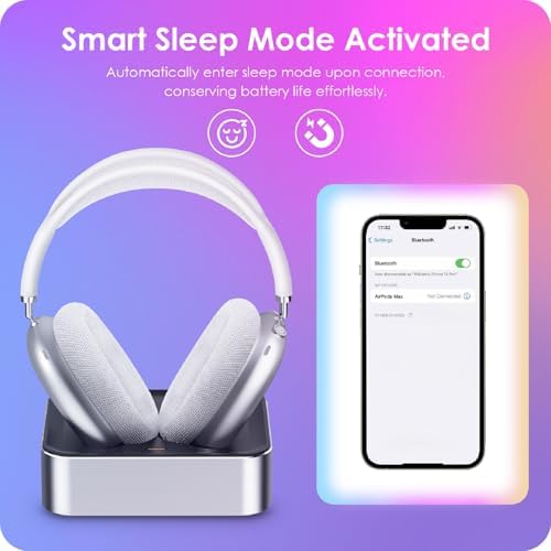 Headphone Charging Station for AirPods Max 1 & 2 - Magnetic Charger Dock with Lightning & USB-C Connectors, LED Indicator, Easy Drop-in Charging (Silver) - Image 4