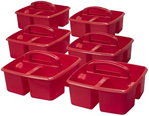 Storex 3-Compartment Small Caddy – Multipurpose Classroom Organizer with Handle, Red, 5-Pack (00949U06C) - Image 2