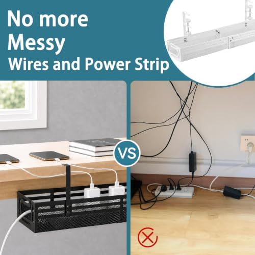 Under Desk Cable Management Tray, No Drill Mesh Cable Tray Cord Organizer - Image 7