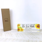 Artblox Office Desk Name Plate Personalized | Custom Name Plates for Desks | Sunflowers Design On Clear Acrylic Glass | Office Desk Decor - (8" x 2.5") - Image 6