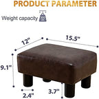 LUE BONA Small Rectangle Foot Stool, PU Leather Fabric Footrest Ottoman with Non-Skid Plastic Legs, Modern Rectangle Footrest Small Step Stool Ottoman for Couch, Desk, Office, Living Room, Brown - Image 6