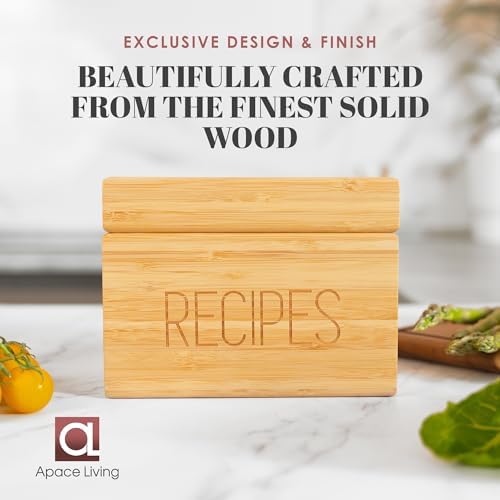Wooden Recipe Box with 50 Recipe Cards & Dividers, 4x6 Card Holder, Bamboo - Image 5