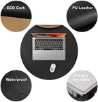 CENNBIE 23.6 Inches Round Table Mat - Cork Leather Table Pad (Black) - Image 3