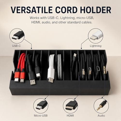 Desktop Cable Organizer with Wide Slots – Multi-Cable Management Holder | Keeps Cords Untangled and Organized | Freestanding Desk Cord Keeper for Home Office Gaming Setup - Image 4
