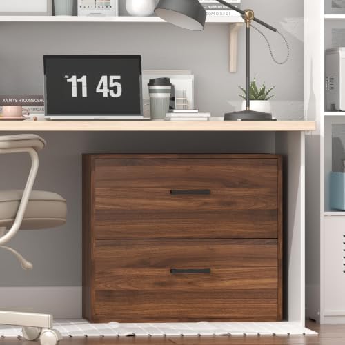 2 Drawer File Cabinets, Wood Lateral Filing Cabinets for Home Office, Office Filing Cabinet with Drawer, Modern Farmhouse File Cabinets for Letter, Printer Stand, Walnut - Image 2