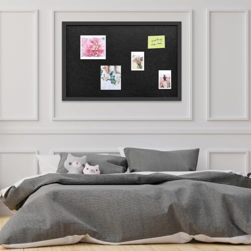 31.5"x48" Black Framed Black Linen Bulletin Board, Pin Board - Image 5