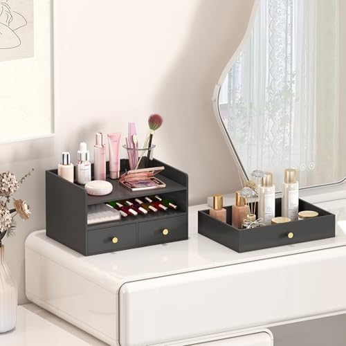 Wisuce Bamboo Desk Organizer with Drawers for Tabletop Storage - Image 6