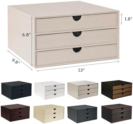UnionBasic Document Organizer, 3-Drawer File Cabinet Document Storage Box, Office Desktop Filing Organizer, Feather Gray - Image 6