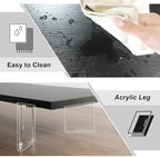 TEAMIX 39.4 inch Dual Monitor Stand with Acrylic Leg, Drawer & Phone Holder - Image 4