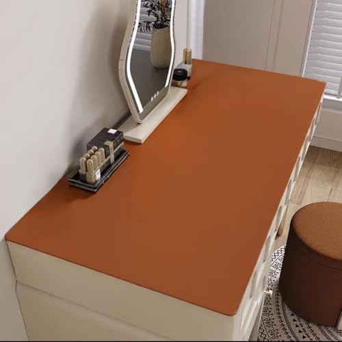 Leather Table Cover,1.8mm Thick,24x48 Inch,Table Protectors for Rectangle,Waterproof Desk Pad, Scratch - Resistant Craft Mat for Dining Table, Office Desk and Art Station (Brown + Gray) - Image 7
