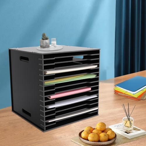 Scrapbook Paper Organizer, 15 Slot Vertical File Sorter Storage Rack, Desktop Paper Document Holder for 12" x 12" Paper, Files, Magazines, Home Office, Classroom and Craft Room - Image 4