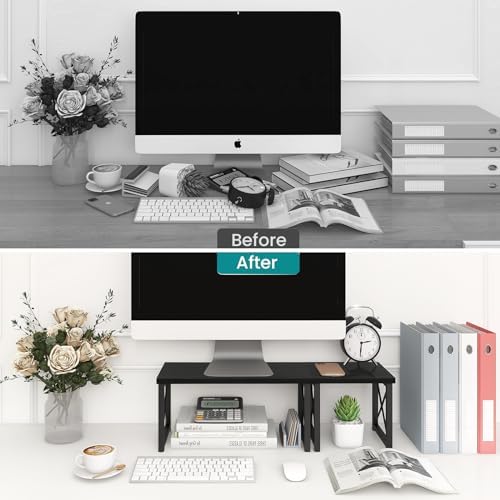 ELITEROO Wood Desktop Shelf, Freestanding Small Bookshelf Organizers - Image 4