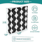 Black White Plaid 3 Ring Binder 1.5 Inch Binders Organizer with Clear Interior Pockets Binder for School Office Work 1 Pack - Image 4