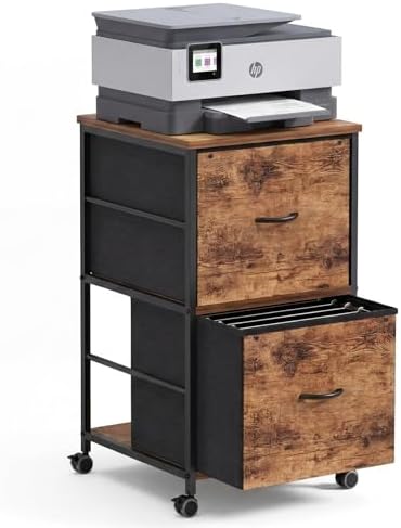 Mobile Printer Stand with 2 Drawers, File Cabinet for Home Office by VonDream