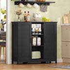 Iwell Storage Cabinet with 2 Doors and 4 Storage Shelves, Bathroom Cabinet, Cupboard for Living Room, Home Office, Entryway, Black - Image 2