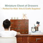 14-Drawer Apothecary Cabinet - Index Card Organizer - Miniature Chest of Drawers - Brass Handle Organizer - Kids' Arts and Crafts Storage - Wooden Desktop Drawer Organizer - Image 6