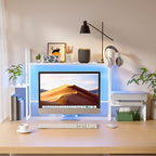 WelFurGeer LED Desk Shelf Organizer with RGB Light Strip, 2-Tier Desktop Shelf for Computer Monitor, Sturdy Metal Frame & Wood Shelves - Desk Hutch Bookshelf for Home Office, Dorm, Gaming (White) - Image 2